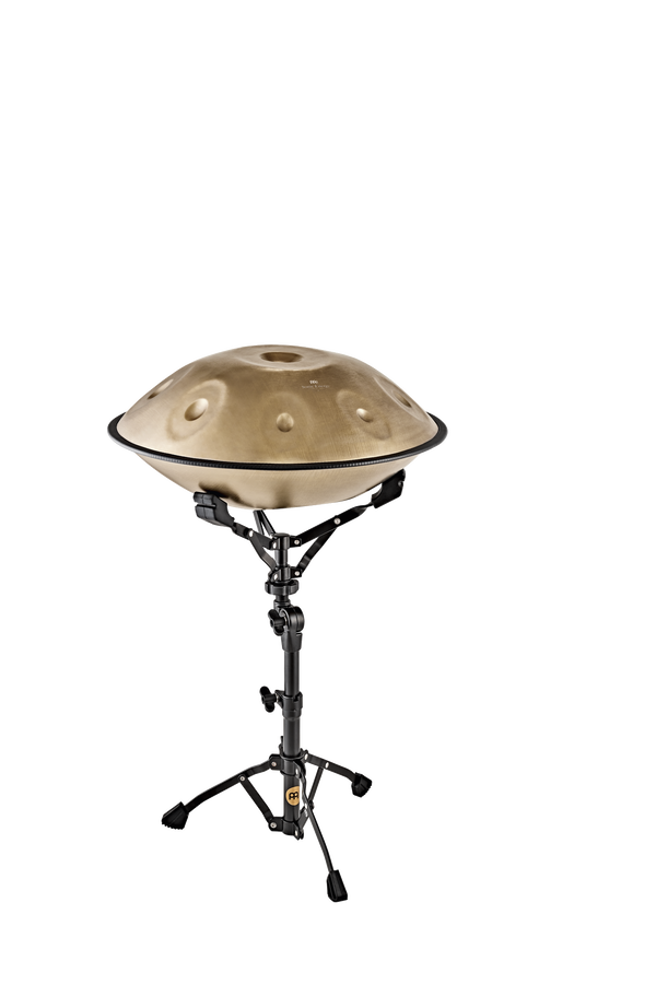 An adjustable height Meinl drum stand designed specifically for the Small Steel Handpan/Tongue Drum Stand, Black.