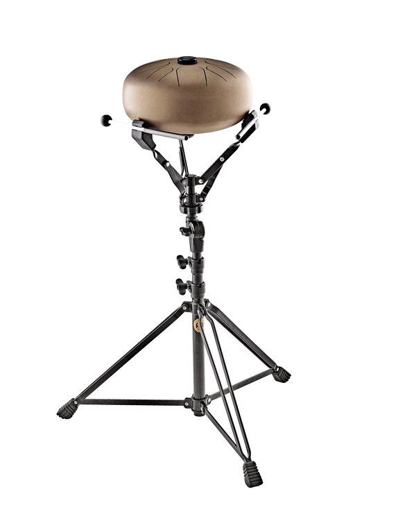 An adjustable Meinl Steel Handpan/Tongue Drum Stand, Black.