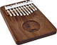 A Meinl 10 notes Kalimba, Tree Of Life, Black Walnut for musicians and sound healing therapy, placed on a white background.