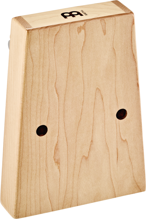 A Meinl Sonic Energy Soundhole Kalimba, also known as a thumb piano, made of wood and featuring holes for sound. This unique instrument can be used for sound healing therapy.