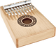 A Meinl 10 notes Kalimba, Maple on a white background featuring the calming elements of sound healing therapy.