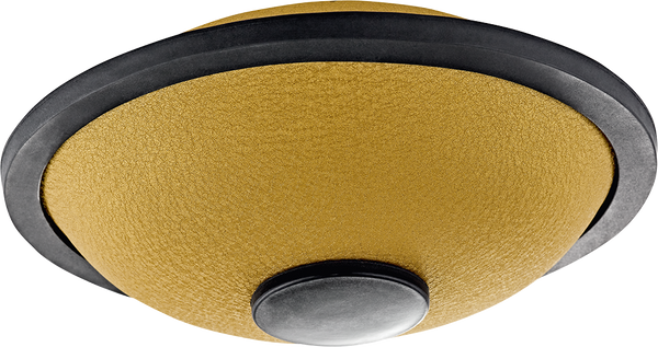 A Meinl 6" Tongue Drum, B Major, Gold ceiling light with a black knob that creates a soothing ambiance for sound therapy practitioners.