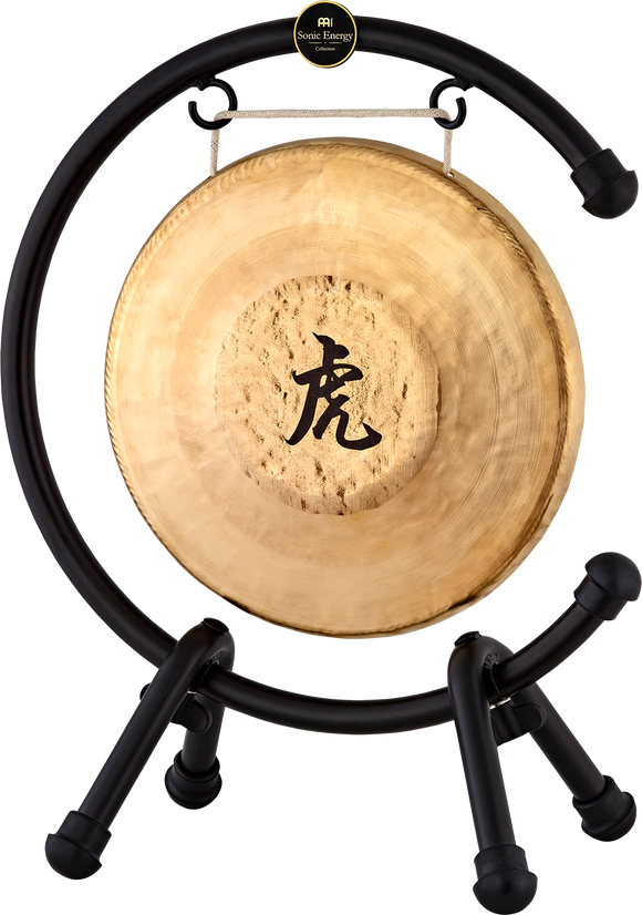 A Table Gong Stand, Up To 22" Gong Size with chinese writing by Meinl.